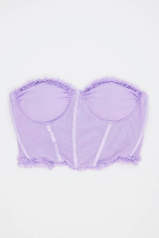 Purple Mesh Corset Top Lingerie