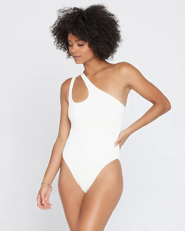 Ribbed Phoebe One Piece Swimsuit - Cream