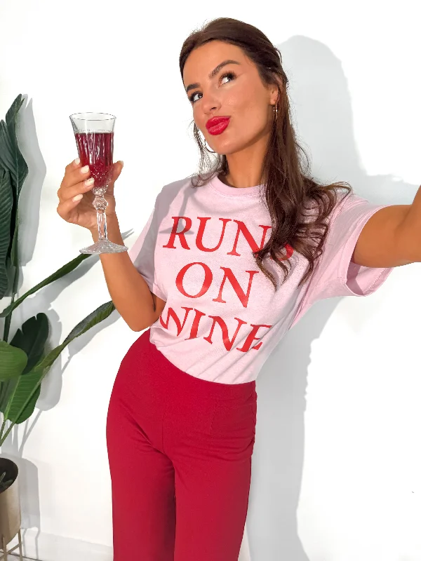 Runs On Wine - Pink Red Graphic T-Shirt