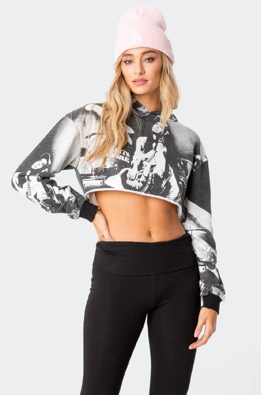 Hearts On Fire Cropped Hoodie