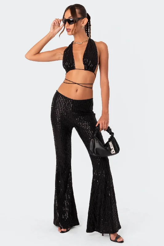 Nola Sequin Open Back Top