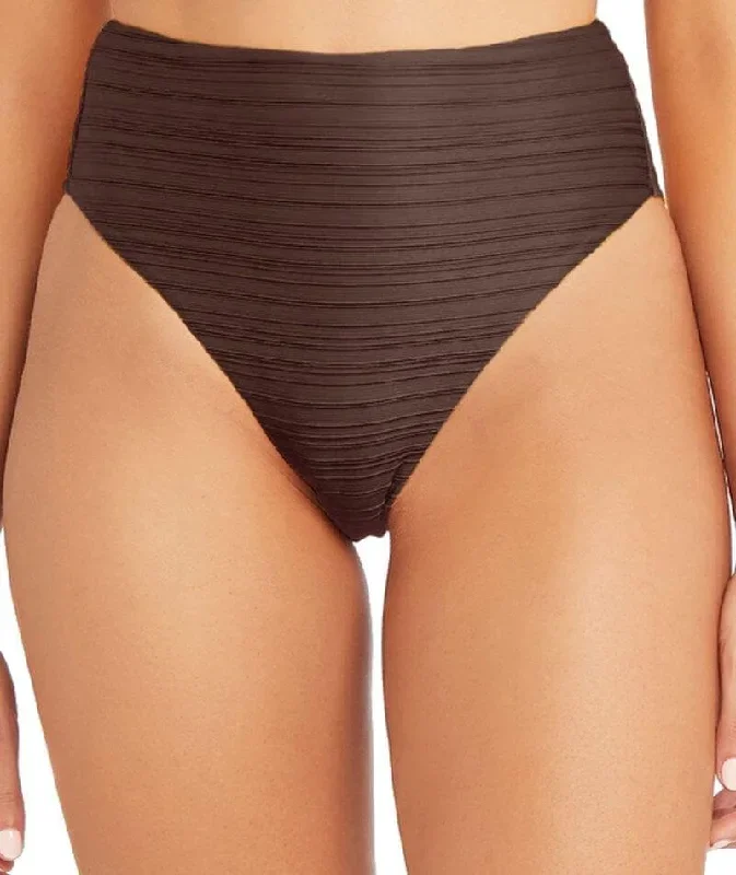 Sea Level Casablanca Retro High Waist Bikini Brief - Espresso