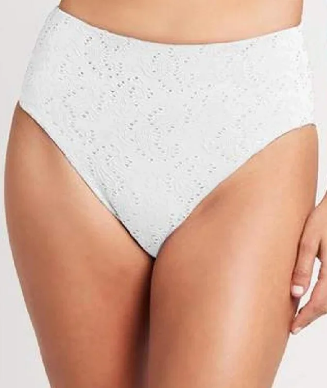 Sea Level Chantilly Retro High Waist Bikini Brief - White