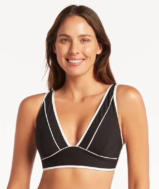 Sea Level Elite Panelled Longline Bikini Top - Black