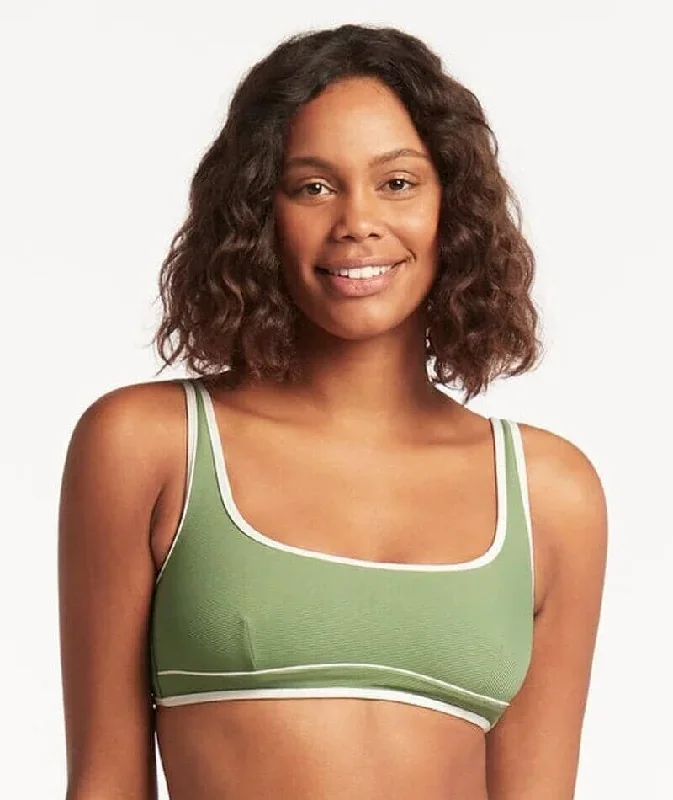 Sea Level Elite Panelled Square Neck Bikini Top - Olive