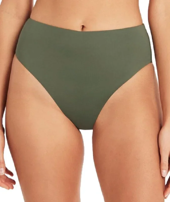 Sea Level Eco Essentials Retro High Waist Bikini Brief - Khaki