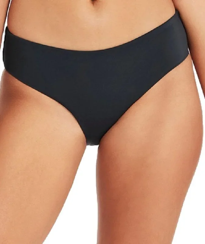 Sea Level Lola Shimmer Mid Bikini Brief - Charcoal