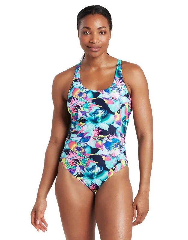 Seaway Actionback Swimsuit - Black/Aqua Blues