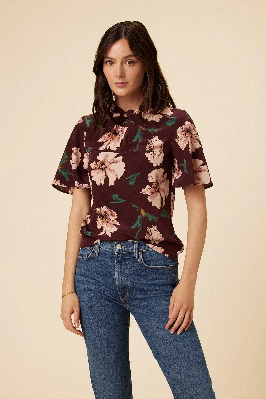 Seville Washable Silk Blouse - Paysage Sepia