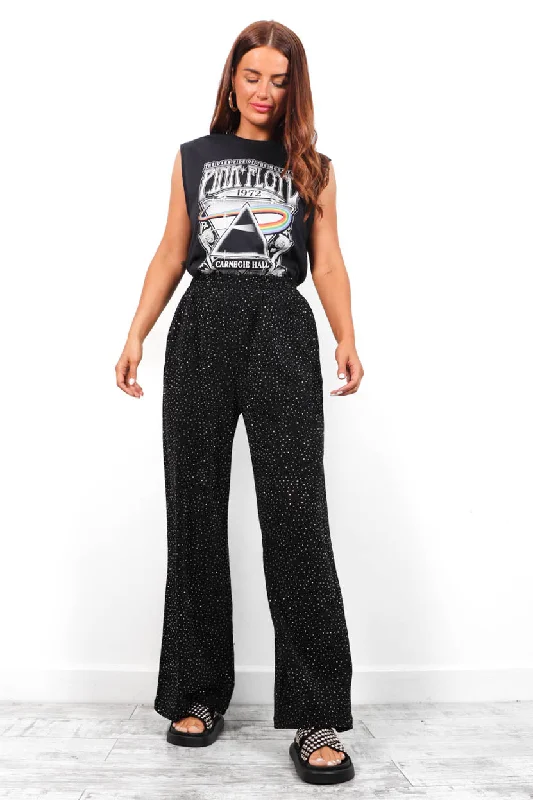 She Is Shining - Black Diamante Trousers