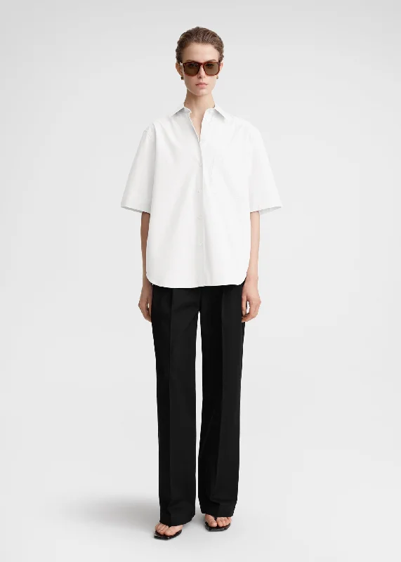 Short-sleeve poplin shirt white