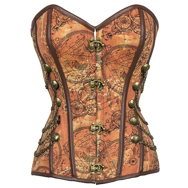 Steampunk corset with vintage patterns