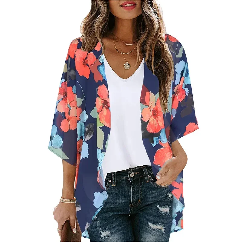 Sunset and Swim Flowy Kimono Cardigan Beach Cover Up