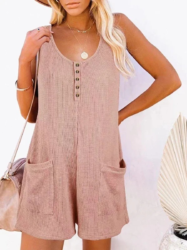 Sunset and Swim  Plus Size Pocketed Scoop Neck Sleeveless Romper