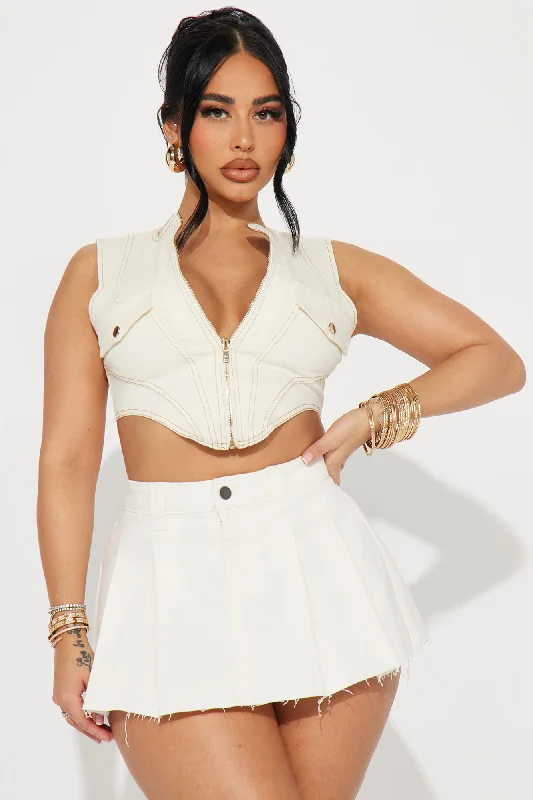 Talk Of The Town Denim Corset Top - Cream