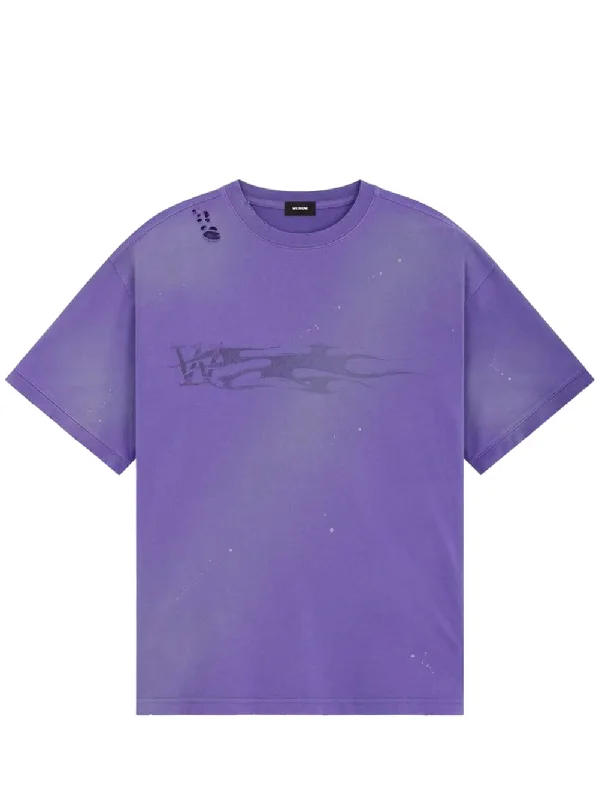 Purple Rib-Detail Short-Sleeve Tee