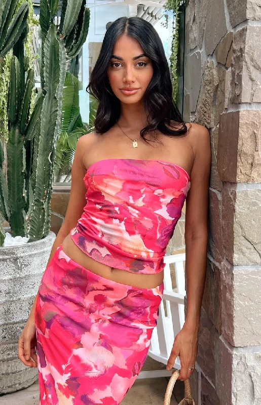 When In Rome Pink Print Tube Top