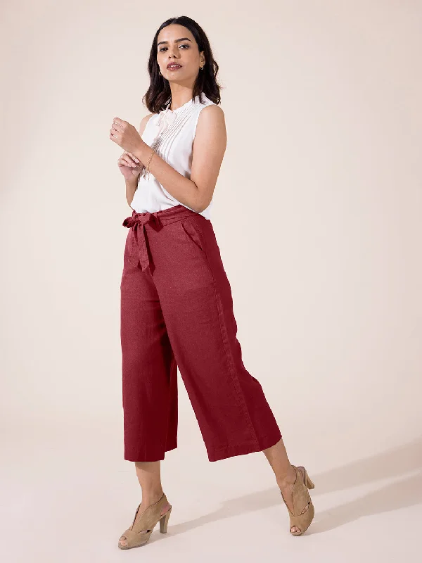 women-solid-bright-maroon-linen-mid-rise-culottes