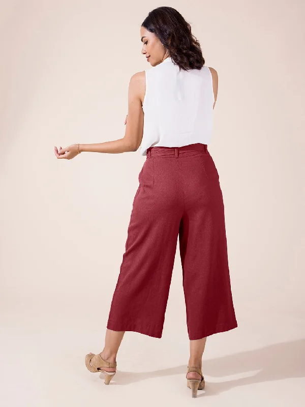 women-solid-bright-maroon-linen-mid-rise-culottes