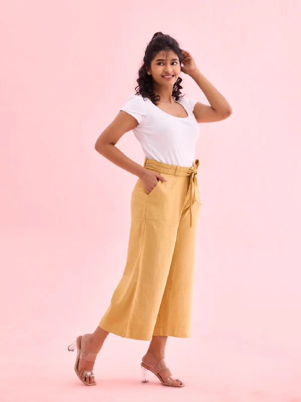 women-solid-light-mustard-linen-mid-rise-culottes