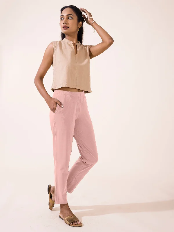 women-solid-light-pink-cotton-mid-rise-kurti-pants