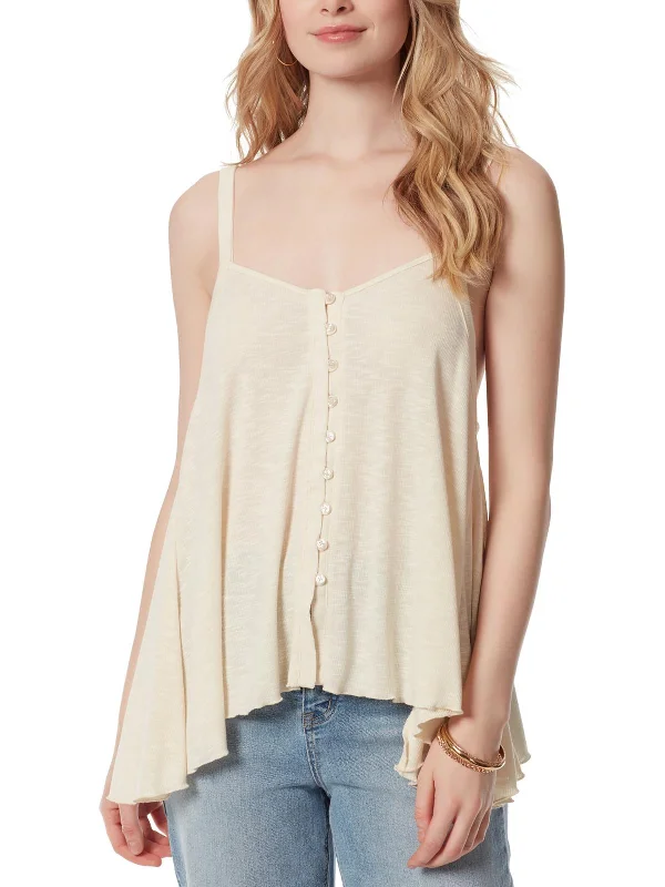 Womens Asymmetric Button Down Tank Top