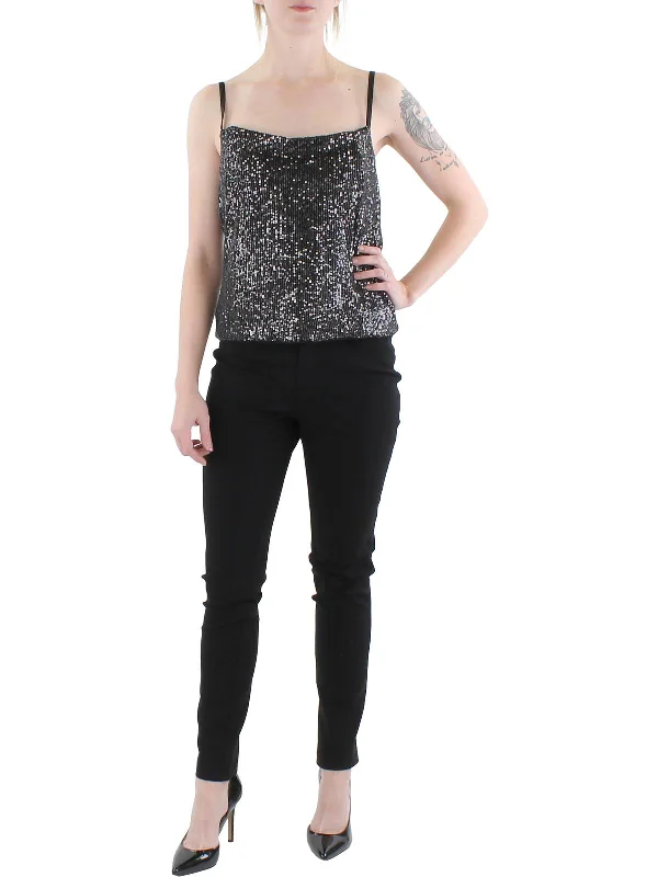 Womens Sequined Cropped Cami