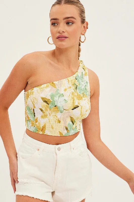 yellow-floral-crop-top-sleeveless-one-shoulder-shirred-wc1286x-35wb